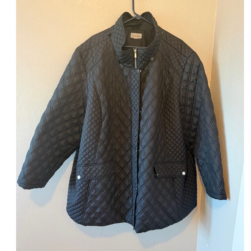 Women's Catherine Black Quilted Lightweight Spring Jacket Coat Sz 4X